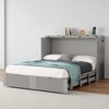 Full Size Murphy Bed with USB Ports and Storage Drawers, Foldable Wall Bed with Pulley System for Small Spaces - 2 of 4