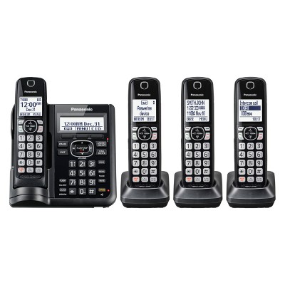 Panasonic Cordless Phone with Digital Answering Machine and 4 Handsets - Black (KX-TGF544B)