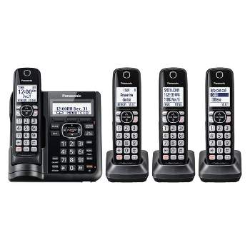 Panasonic Cordless Phone with Digital Answering Machine and 4 Handsets - Black (KX-TGF544B)