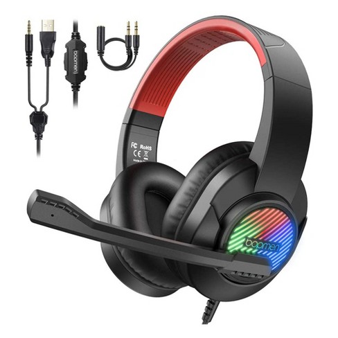 Headset Gaming Glowing Connections, Gaming Usb In Volume Ear Mic, Lights, Over Usb W/ Target 3.5 T8 Rgb Mm Controller Line And : Wired And Headphones