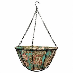 Gardener's Select Hanging Basket Planter with Blue & Brown Fabric Coco Liner, 14in - 1 of 1