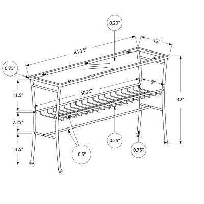 Sleek Silver Metal & Glass Console Table with Storage Shelf