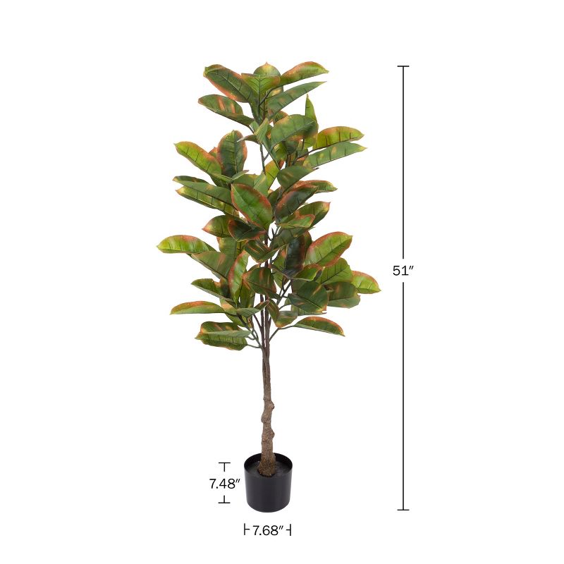 Pure Garden Artificial Rubber Plant 51-Inch Faux Tree with Natural-Feel Leaves, 3 of 9