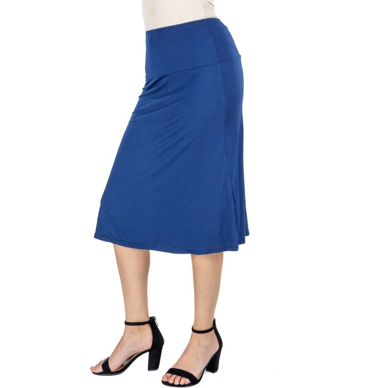 24seven Comfort Apparel A Line Elastic Waist Knee Length Skirt, 2 of 5