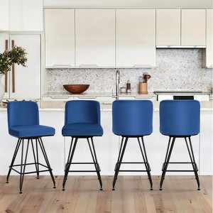 Bekrvio 26" Swivel Counter Height Bar Stools with Back-Faux Leather/Velvet Upholstered, V-Shaped Metal Legs-Modern Counter Stools for Kitchen Island - 1 of 4