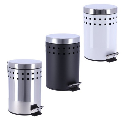 Silver Stainless Steel Round Pedal Bathroom Trash Can