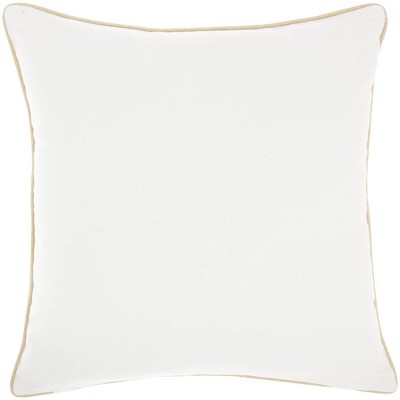 Beige Ombre Embroidered Velvet Square Throw Pillow