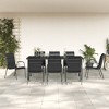 vidaXL Patio Dining Set Outdoor Table and Chair Black Steel and Textilene - 74.8" Table Length 8 Pieces - 2 of 4