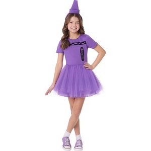 Inspirit DesignsCrayola Girl's Purple Crayon Box Halloween Costume Dress - Purple  7-8 - 1 of 1