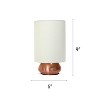 Creekwood Home 9" Chic Elongated Shade Mini Touch Lamp Rose Gold with Cream Shade - 3 of 4