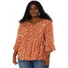 Agnes Orinda Women's Plus Size Babydoll Peplum High Low Hem V Neck 3/4 Sleeve Trendy Tops - 4 of 4