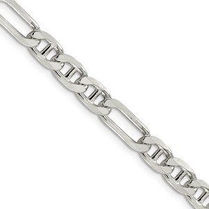 Black Bow Jewelry Mens 6.5mm Sterling Silver Solid Figaro Anchor Chain Necklace - 1 of 4