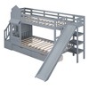 VYNXARIA Twin-Over-Twin Castle Bunk Bed with Slide - Charming Gray Design - 3 of 4