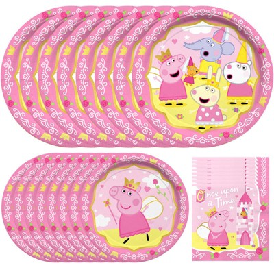 Treasures Gifted Princess Peppa Pig Party Supplies Tableware Starter Set for 24 Guests