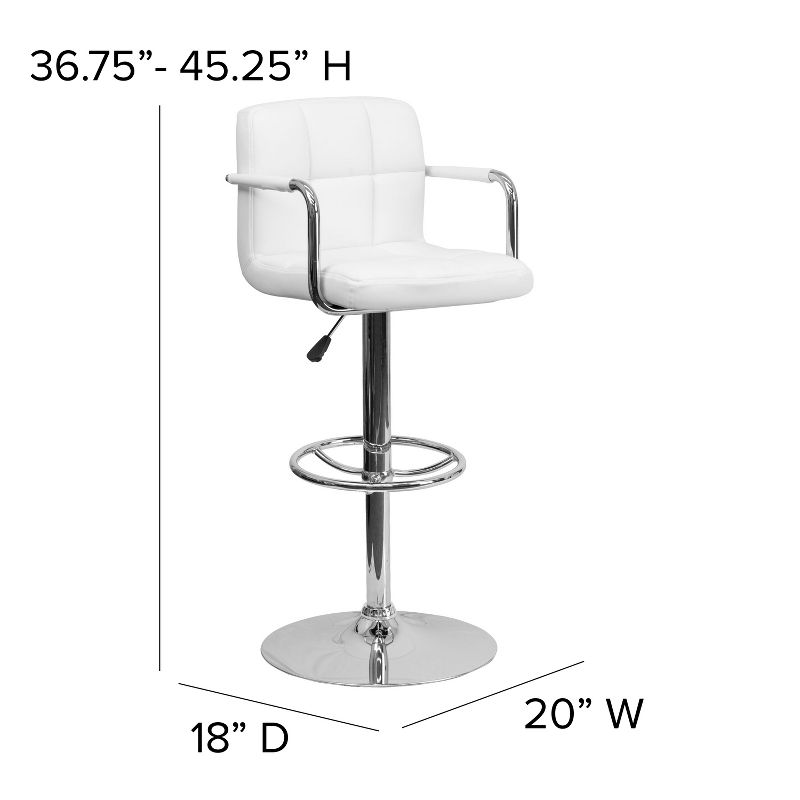 Flash Furniture Contemporary Quilted Vinyl Adjustable Height Barstool with Arms and Chrome Base, 5 of 12