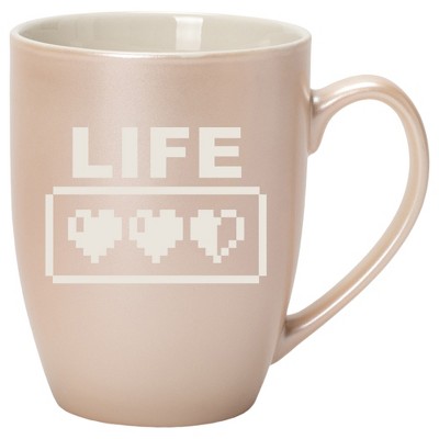 100 North Gaming 10 Ounce White and Precious Pearl Metallic Finish, Comfortably Fits Your Hands, New Bone China Coffee Tea Cup Mug, Life