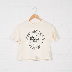 Simply Sage Market Women's Easily Distracted By Plants Short Sleeve Relaxed Fit Cropped Tee - 1 of 4