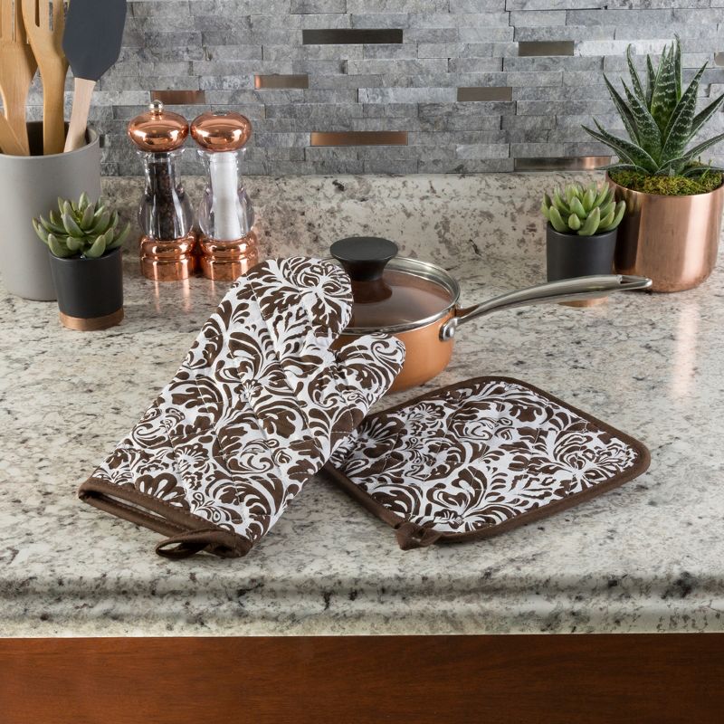 Hastings Home Quilted Oven Mitt and Potholder Set - Flame and Heat Resistant, 2 of 6