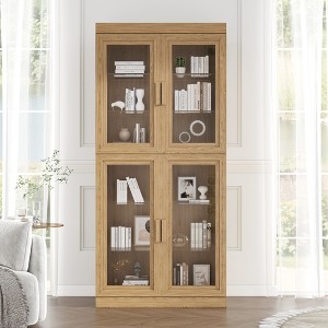 Dovelina Vertical Bookshelf Combination with Adjustable Shelves--Glass Door - 1 of 4