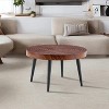 KTMBDW Round Coffee Table, Modern Coffee Table with Black Metal Leg and Annular Texture design, for Living Room, 23.6 Inches - 3 of 4