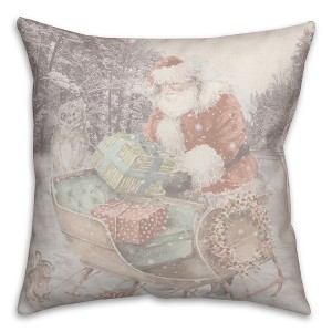 Creative Products Snowy Sleigh 18 x 18 Indoor / Outdoor Pillow - 1 of 3