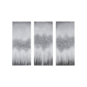 Ridstar Set of 3 Heavily Embellished Canvas Wall Art-Grey - 1 of 4