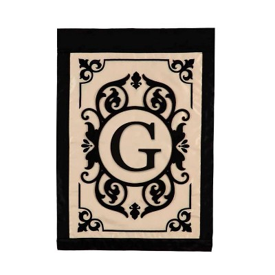 Evergreen Flag Cambridge Chic Letter G Monogram Applique Garden Flag - 12.5" Wide x 18" High