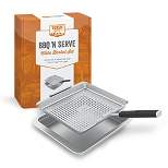 Yukon Glory BBQ 'N SERVE Wide Basket Set - BBQ Grill Basket - The Grilling Basket Includes a Serving Tray & Clip-On Handle