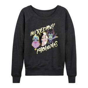 Women's - Disney Villains - Incredibly Fabulous Lightweight French Terry Wide Neck Long Sleeve Shirt - 1 of 4