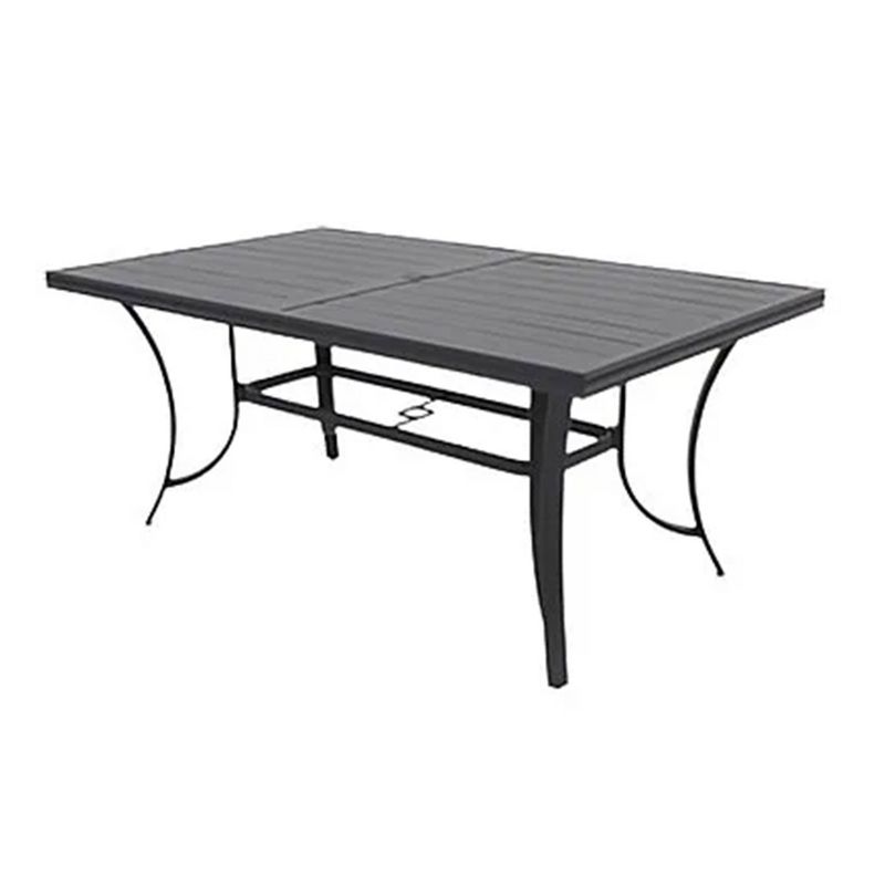Four Seasons Courtyard Palermo Slat Top Table with Aluminum and Powder Coated Frame and Umbrella Hole for Outdoor Dining Tables, Gray, 1 of 7