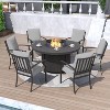 ALAULM 7 Piece Metal Outdoor Patio Furniture Set with 48" Round Fire Pit Table - 3 of 4