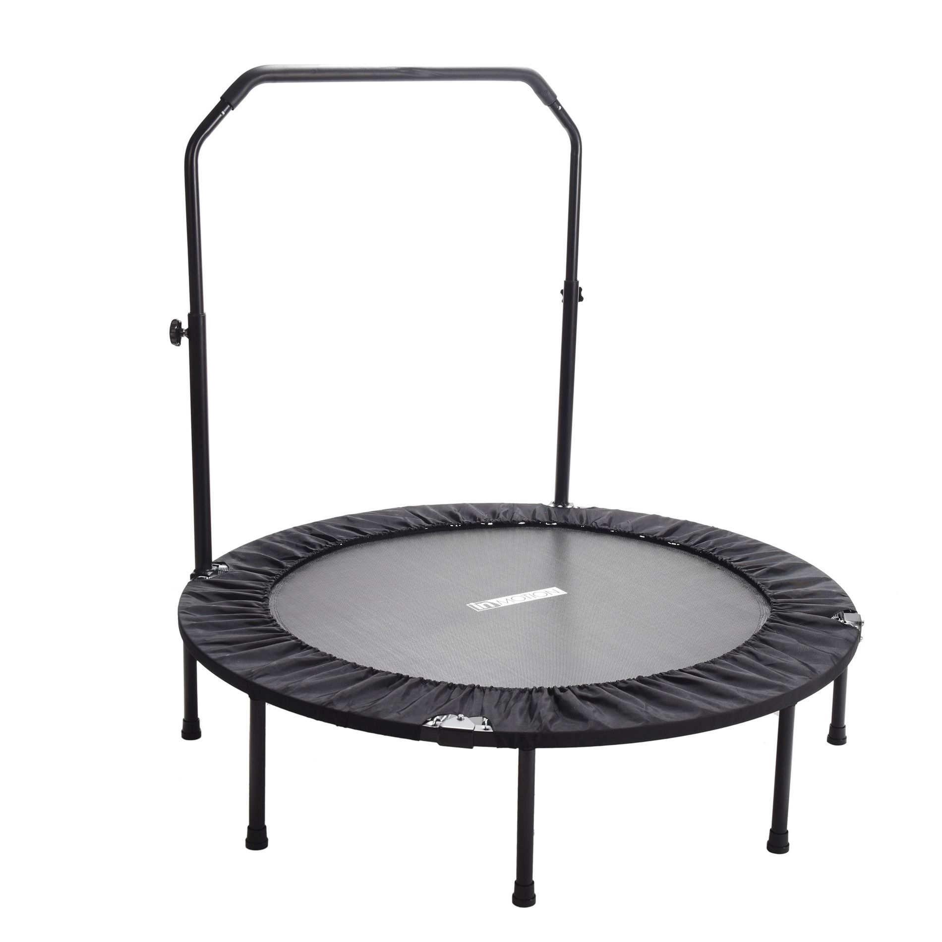 Stamina inMotion 48 Inch Round Fitness Trampoline with 5 Adjustable Handlebar Heights for Low-Impact Strength and Cardio Exercises, Black