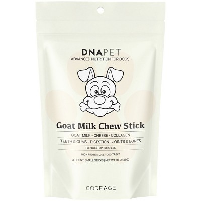 DNA PET Goat Milk Chew Small Sticks for Dogs Up To 20 Lbs, Cheese Probiotic Treats, 3-Count - 3 oz