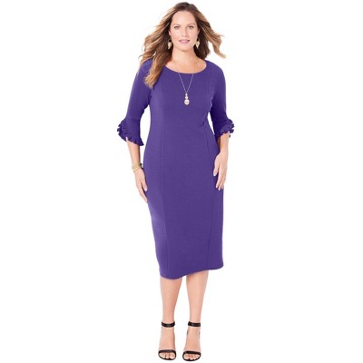 Catherines Women's Plus Size Petite Ruffle Sleeve Shift Dress
