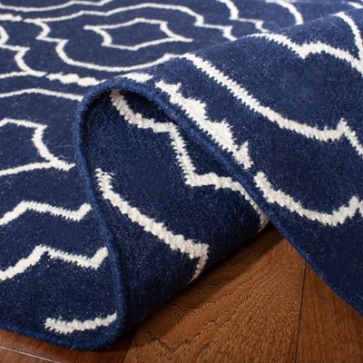 Navy and Ivory Geometric Handwoven Wool Area Rug