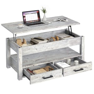 Hausource 41.7" Lift Top Coffee Table with Hidden Storage, 2 Drawers & Open Shelf - 1 of 4
