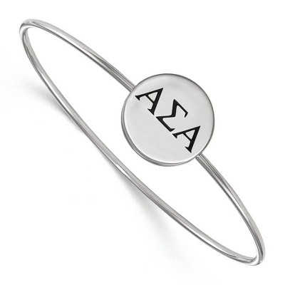 Black Bow Jewelry Sterling Silver Alpha Sigma Alpha Greek Life Bangle Bracelet 6 Inch