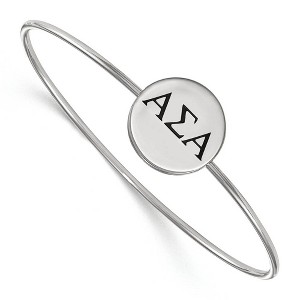 Black Bow Jewelry Sterling Silver Alpha Sigma Alpha Greek Life Bangle Bracelet 6 Inch - 1 of 3