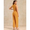 INSPIRE CHIC Women's Casual Sleeveless Shawl Collar Office Belted Cropped Jumpsuit - 4 of 4