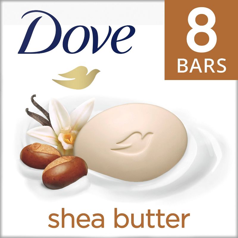 Dove Beauty Purely Pampering Shea Butter with Warm Vanilla Beauty Bar Soap - 8pk - 3.75oz each, 1 of 14