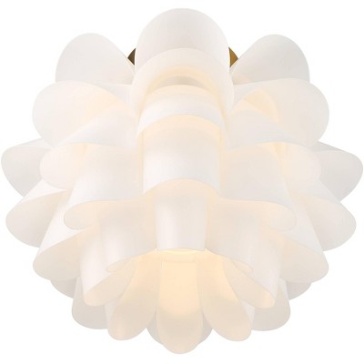 White Flower Gold Metal Semi-Flush Mount Ceiling Light