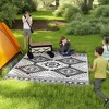 Outsunny Outdoor Patio Rug, Large Camping Carpet with Carrying Bag, 9' x 12' Waterproof Plastic Straw, Reversible, White & Black Toothed Rhombus - 3 of 4