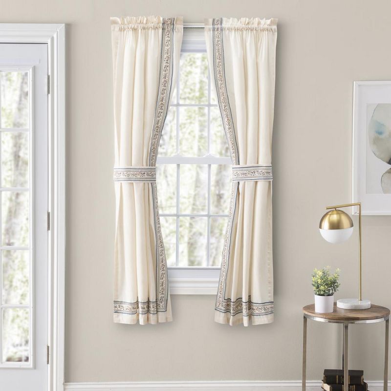 Ellis Curtain Richmark Tailored Rod Pocket Design Curtain Panel Pair for Windows with Ties Natural, 2 of 5