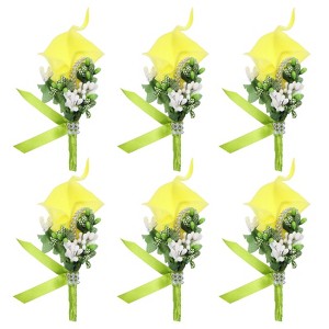 Unique Bargains Formal Dinner Party Wedding Groom Lily Boutonnieres Pins 6 Pcs - 1 of 3