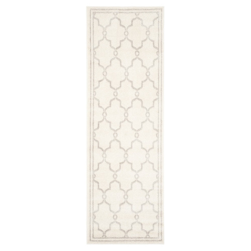 2'3inx9' Runner Prato Indoor/Outdoor Loomed Ivory/Light Gray - Safavieh