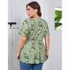 Womens Plus Size Sweetheart Neck Short Sleeves Tunic Tops Pleated Peplum Babydoll Casual T shirts Floral Summer Blouse - 4 of 4