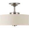 Progress Lighting Inspire 1-Light LED Semi-Flush Mount, Brushed Nickel, Linen Shade - 2 of 4