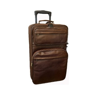 Amerileather 26-Inch Expandable Suitcase with Wheels – Elegant Upright Travel Case in Durable Top Grain Leather - 1 of 4