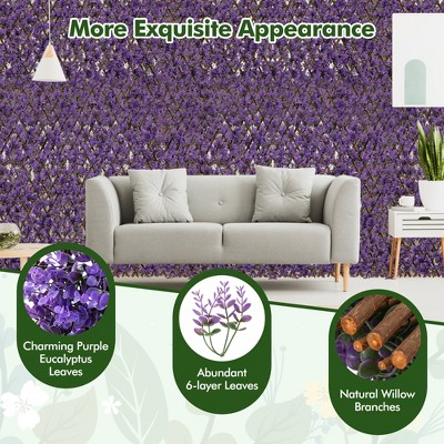 Expandable Purple Eucalyptus Privacy Screen with Willow Frame