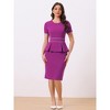 INSPIRE CHIC Women's Crew Neck Short Sleeve Business Elegant Office Peplum Sheath Dresses - 3 of 4